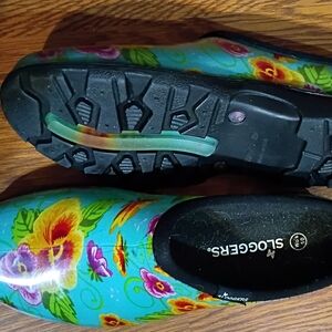 Sloggers Women's Floral Rain Clogs in Turquoise and Yellow